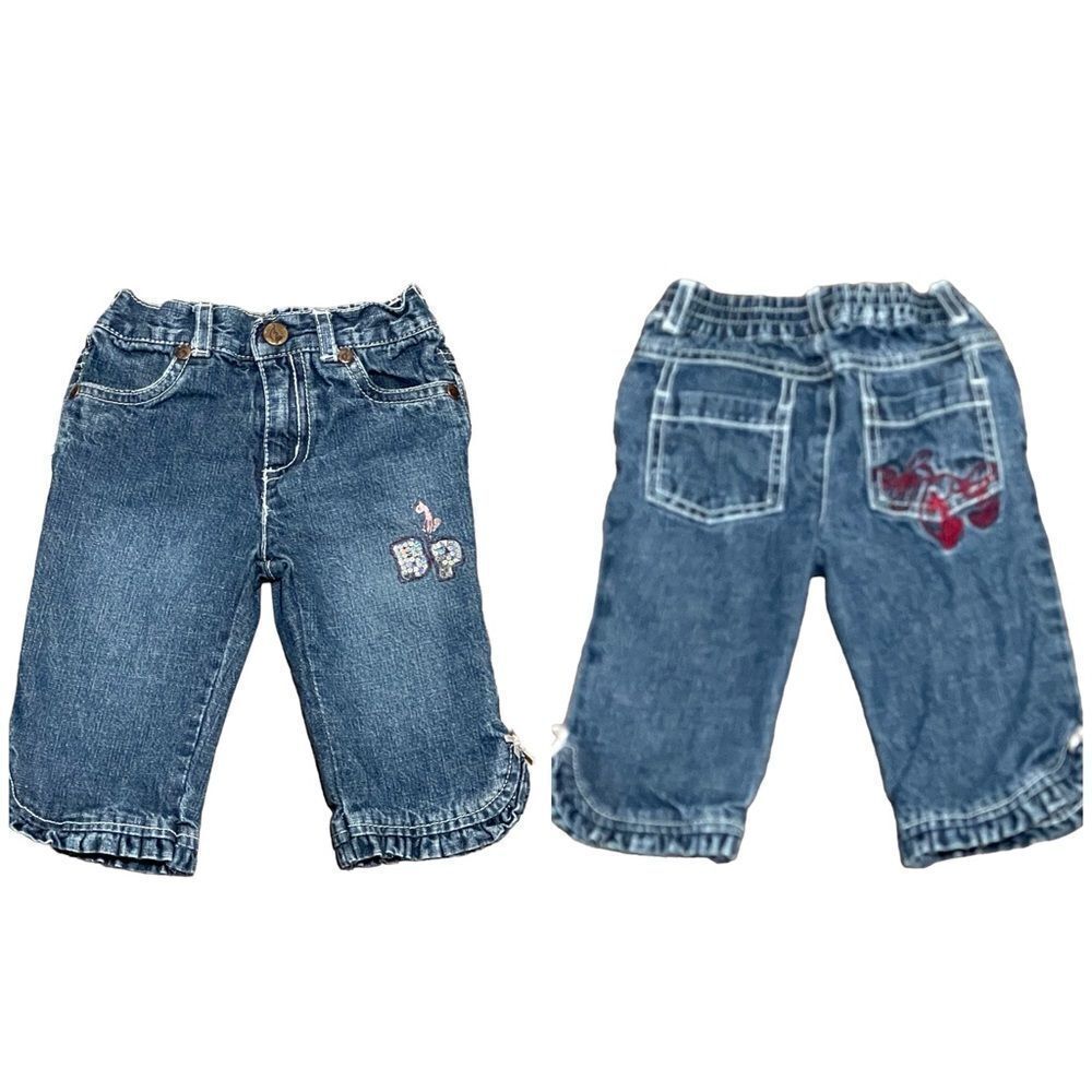 Baby Phat Girl’s Denim Jeans With Sequin Detail Ruffled Ankle Hem 0-6 Months